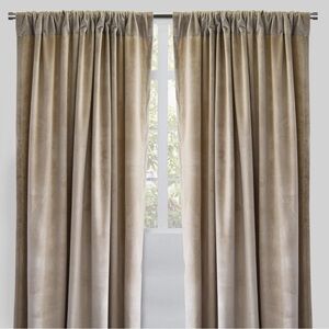 10 Beautiful Rodeo Home Shiny Beige Velvet Curtain Panels 54” x 96”